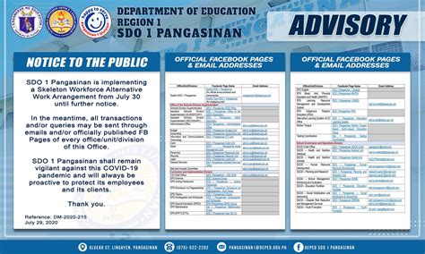 ADVISORY SDO 1 Pangasinan is .
